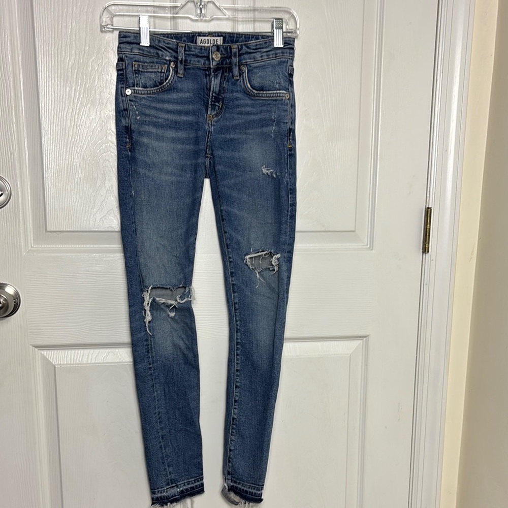 AGOLDE Women's Blue Distressed Skinny Jeans size 23